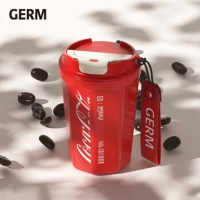 格沵（GERM）可口可乐联名咖啡杯高颜值女便携美式随行杯男士车载大容量保温杯 红色菱形款590ML【可口可乐联名】